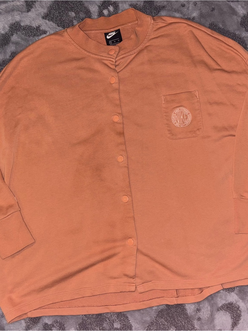 Nike Long Sleeve Button-Front Shirt in Rust